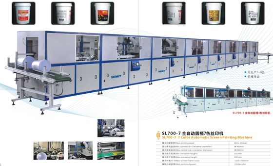 7-20L 18 pcs/Min 1-7 colori di plastica Round Bucket UV Screen Printing Machine